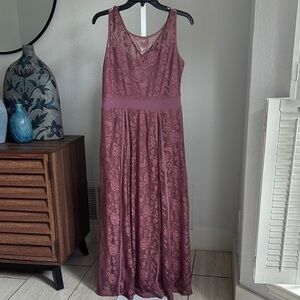 Elegant Lace Mauve Dress